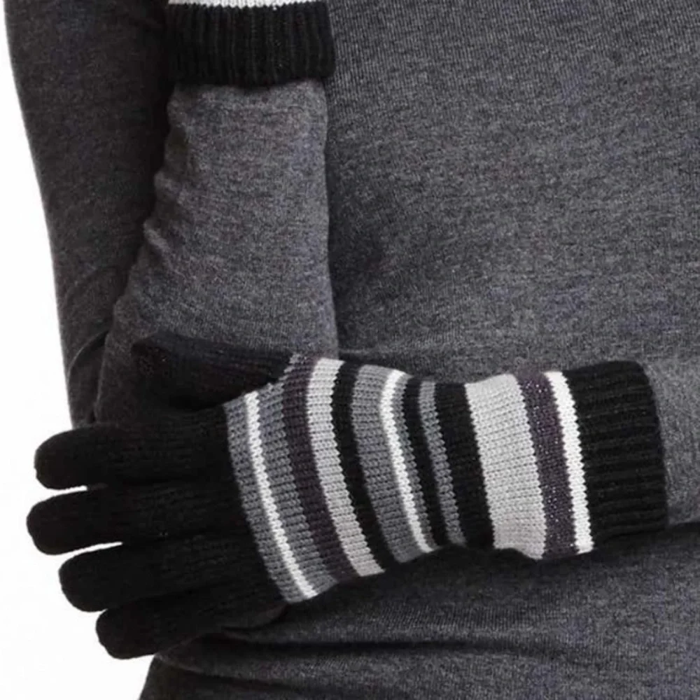 Kensie striped knit gloves.